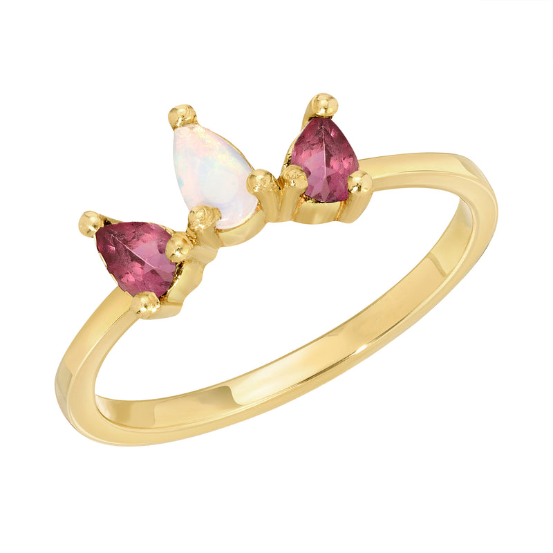 Karine 14k Opal & Emeralds Marquis Ring