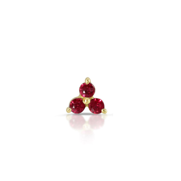 14k Ruby Single Flower Studs