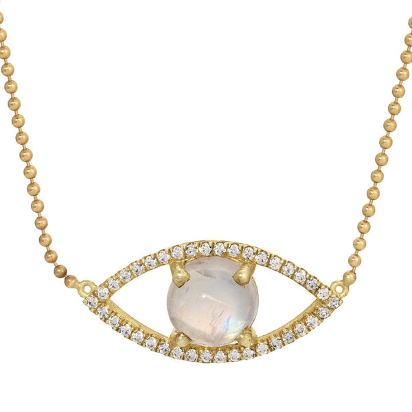 Odelia 14k Moonstone & Diamonds Necklace